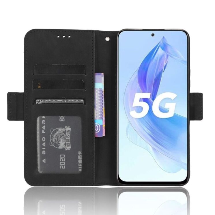 Чехол Deexe Wallet Stand для Honor 90 Lite - Black: фото 3 из 7