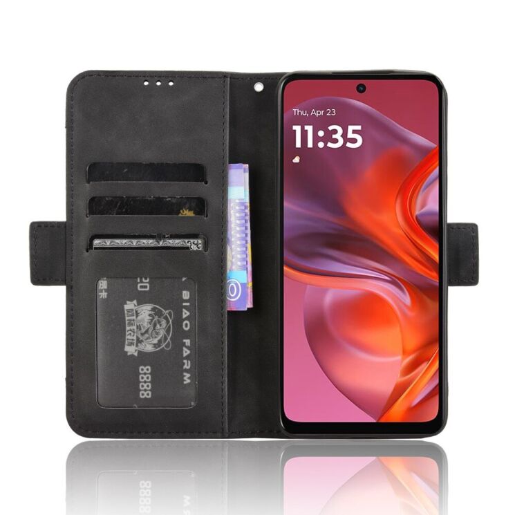 Чохол Deexe Wallet Stand для Motorola Moto G05 / Moto E15 - Black: фото 3 з 7