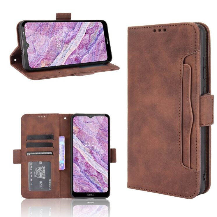 Чохол Deexe Wallet Stand для Nokia C10 / C20 - Brown: фото 8 з 17