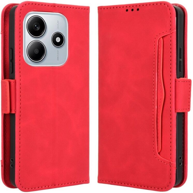 Чехол Deexe Wallet Stand для Xiaomi Redmi Note 14 5G - Red: фото 1 из 7
