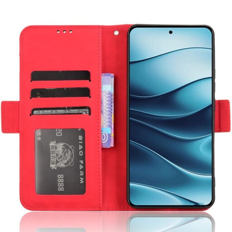 Чехол Deexe Wallet Stand для Xiaomi Redmi Note 14 5G - Red: фото 6 из 7