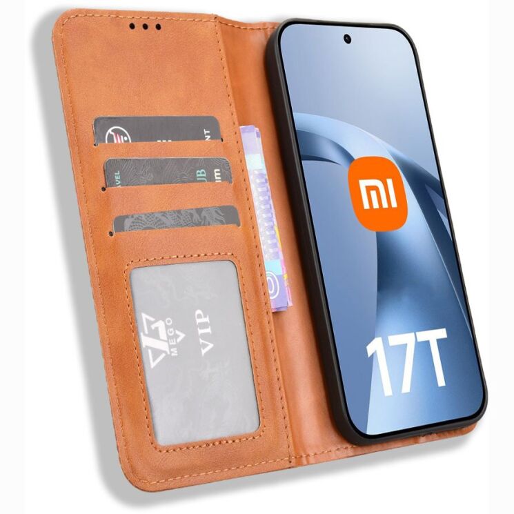 Чехол-книжка Deexe Retro Style для Xiaomi 17T - Brown: фото 6 из 18