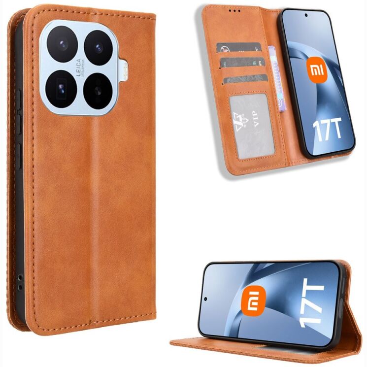 Чехол-книжка Deexe Retro Style для Xiaomi 17T - Brown: фото 2 из 18