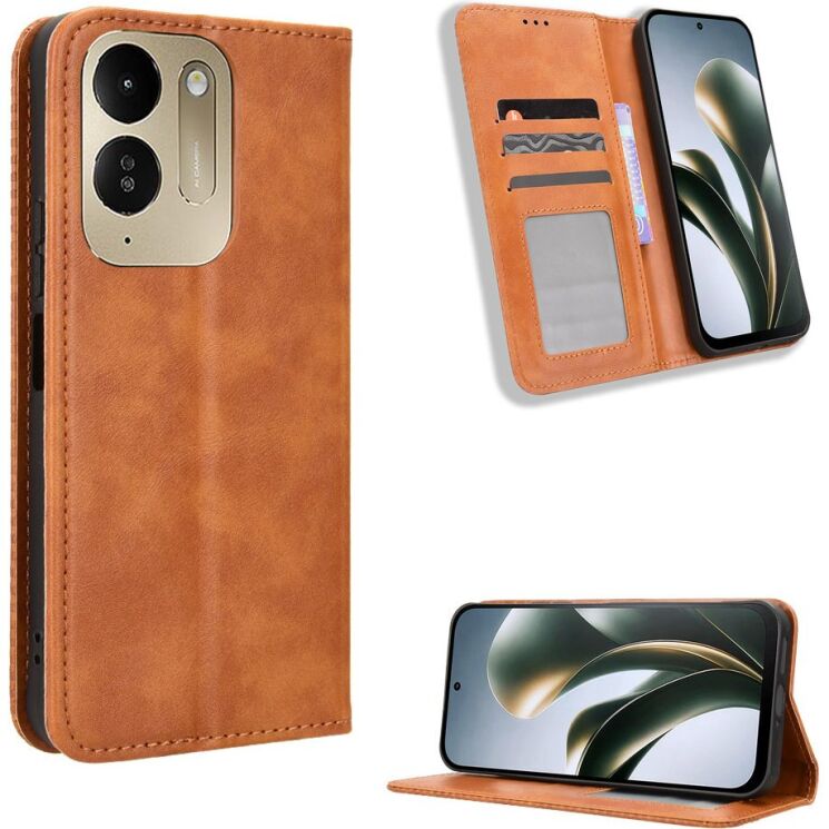 Чехол-книжка Deexe Retro Style для Xiaomi Poco C95 Pro - Brown (429206Z) Чехол-книжка Deexe Retro Style для Xiaomi Poco C95 Pro - Brown: фото 2 из 19
