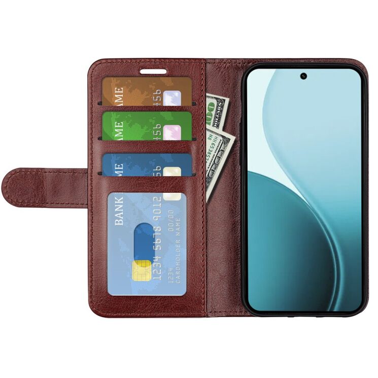 Чохол-книжка Deexe Wallet Style для OPPO Reno 14 5G - Brown: фото 4 з 8