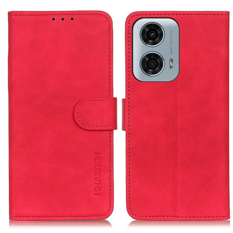 Чехол-книжка KHAZNEH Retro Wallet для Motorola Moto G24 Power - Red: фото 1 из 7