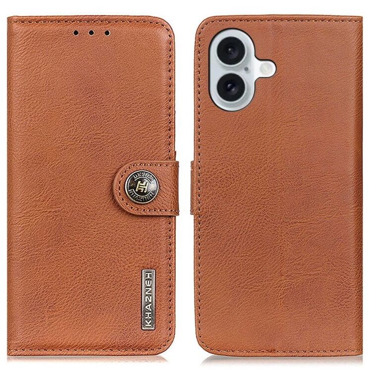 Чехол-книжка KHAZNEH Wallet Cover для Apple iPhone 16 Plus - Brown: фото 1 из 9