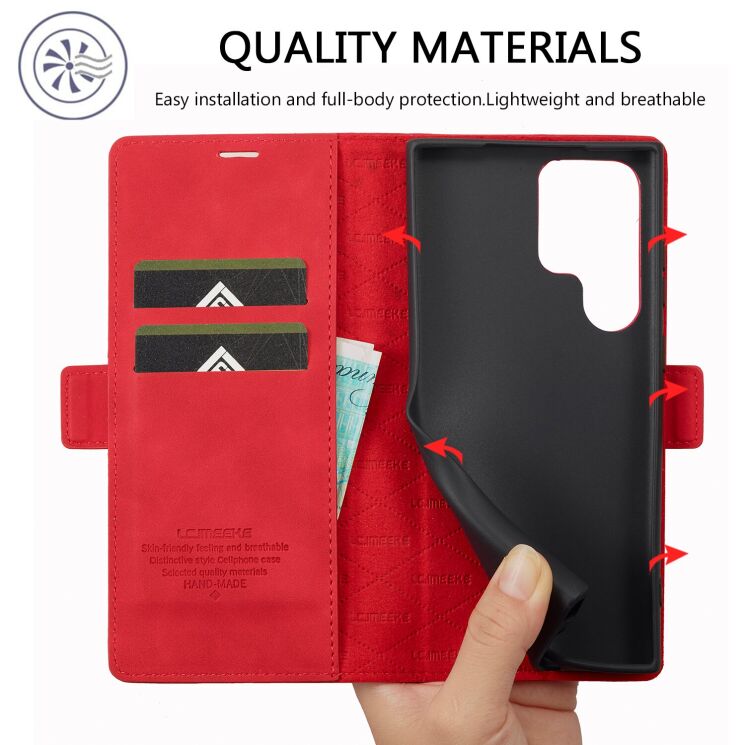 Чехол-книжка LC.IMEEKE Strong Case для Samsung Galaxy S23 Ultra (S918) - Red: фото 8 из 11