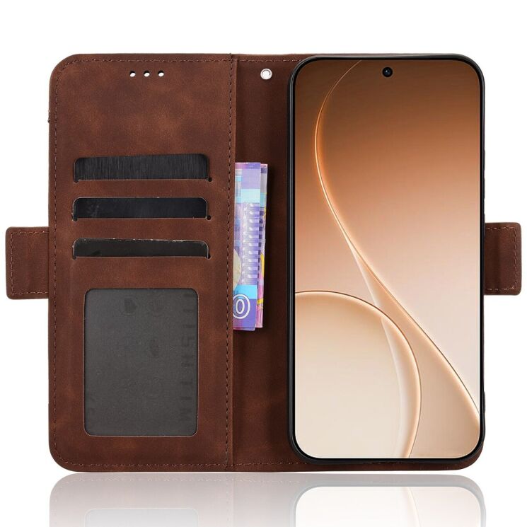 Чехол-книжка с карманами Deexe Wallet Stand для OPPO Reno 15 F/FS - Brown: фото 4 из 15