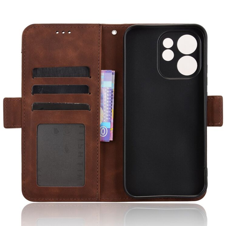 Чехол-книжка с карманами Deexe Wallet Stand для OPPO Reno 15 F/FS - Brown: фото 3 из 15