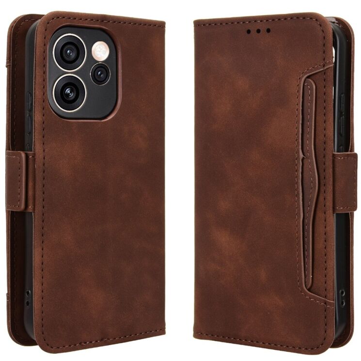 Чехол-книжка с карманами Deexe Wallet Stand для OPPO Reno 15 F/FS - Brown: фото 1 из 15