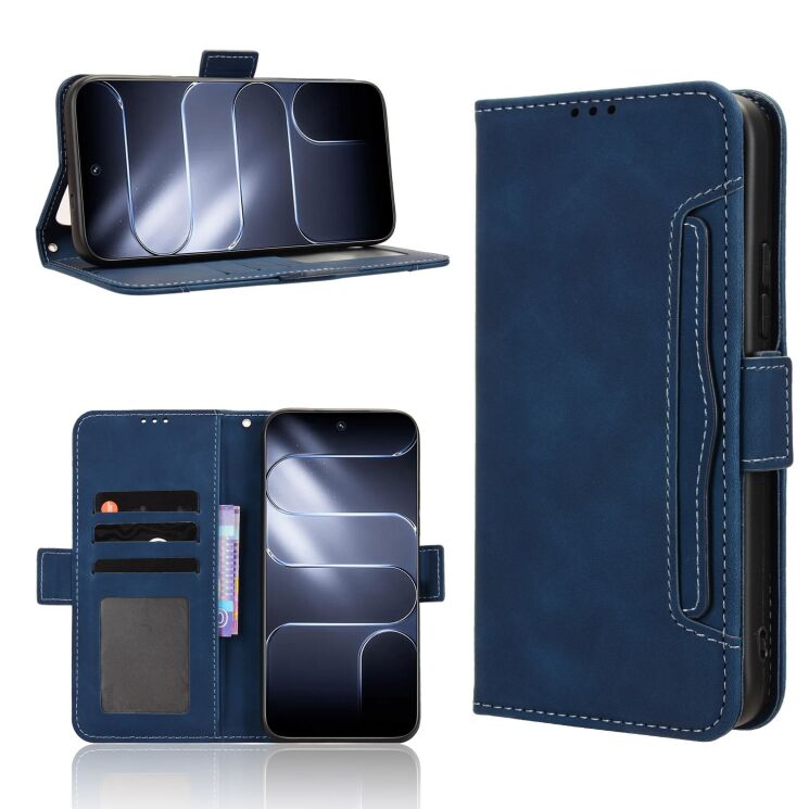 Чехол-книжка с карманами Deexe Wallet Stand для TECNO Spark 50 Pro - Blue: фото 8 из 8