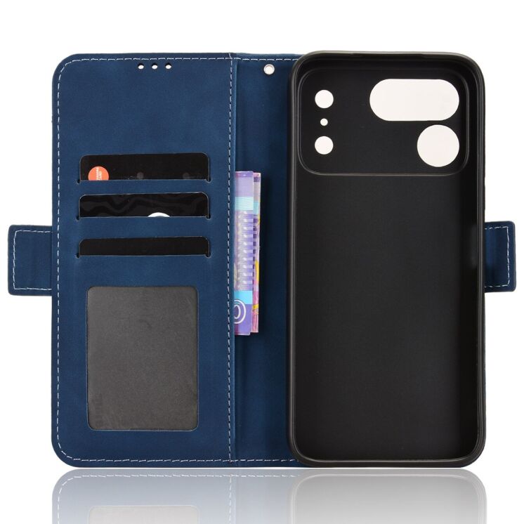 Чехол-книжка с карманами Deexe Wallet Stand для TECNO Spark 50 Pro - Blue: фото 4 из 8