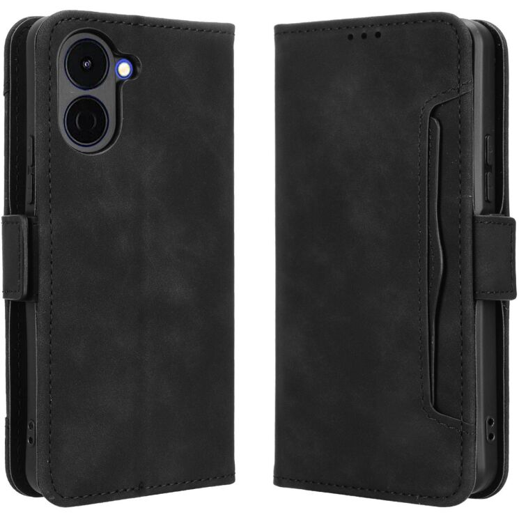 Чохол-книжка з кишеньками Deexe Wallet Stand для TECNO Spark Go 3 - Black: фото 1 з 13