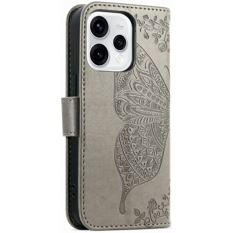 Чехол-книжка с рисунком UniCase Butterfly Pattern для OPPO Reno 15 - Grey: фото 6 из 9