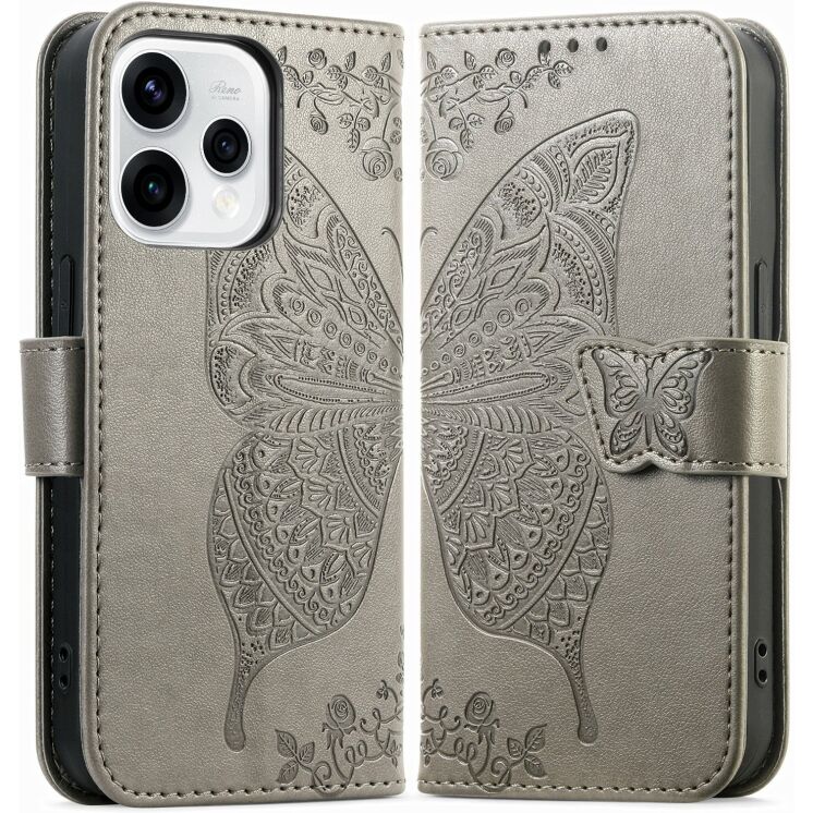 Чехол-книжка с рисунком UniCase Butterfly Pattern для OPPO Reno 15 - Grey: фото 1 из 9