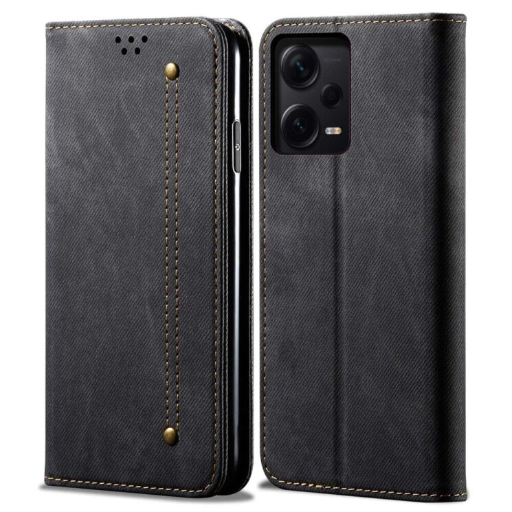 Чехол-книжка UniCase Jeans Wallet для Xiaomi Poco X5 Pro / Redmi Note 12 Pro 5G - Black: фото 1 из 6