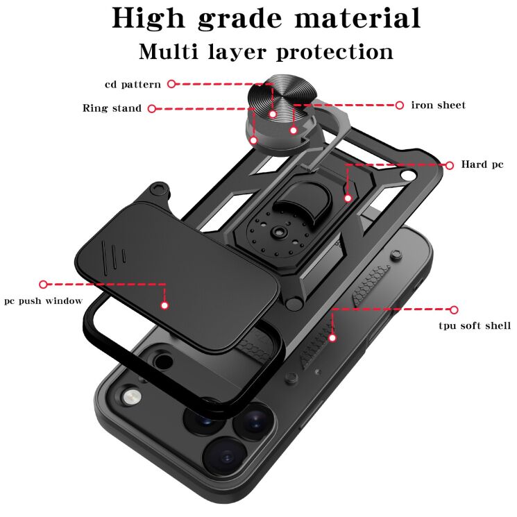 Чохол із захистом камери Deexe Armor Shield для iPhone 18 Pro Max / 17 Pro Max - Blue (423830L) Чохол із захистом камери Deexe Armor Shield для iPhone 18 Pro Max / 17 Pro Max - Blue: фото 7 з 9
