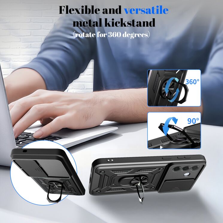 Чехол с защитой камеры Deexe Armor Shield для Samsung Galaxy A37 (A376) - Black: фото 4 из 10