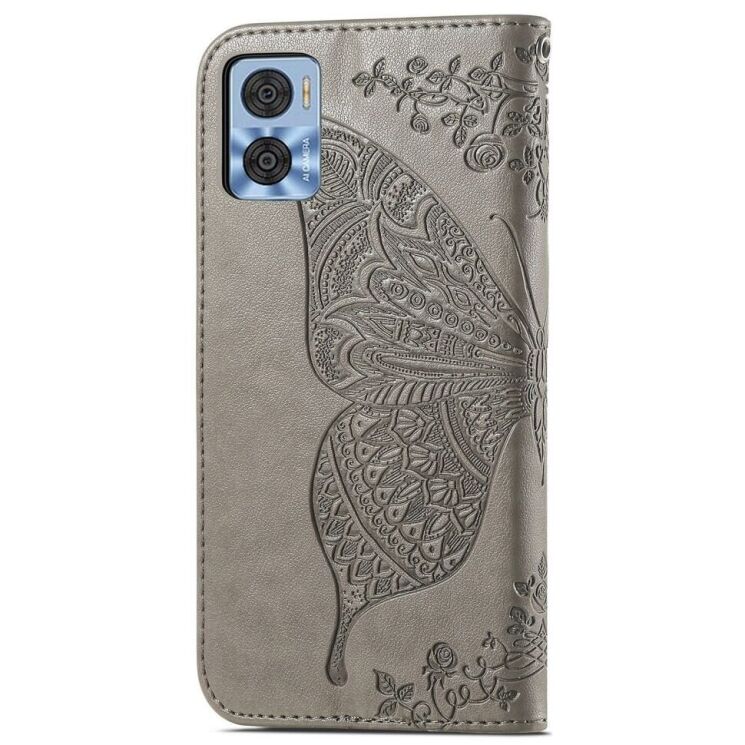 Чехол-книжка с рисунком UniCase Butterfly Pattern для Motorola Moto E22 - Grey: фото 5 из 8