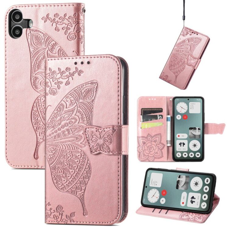 Чохол UniCase Butterfly Pattern для Nothing CMF Phone 1 - Rose Gold: фото 4 з 9