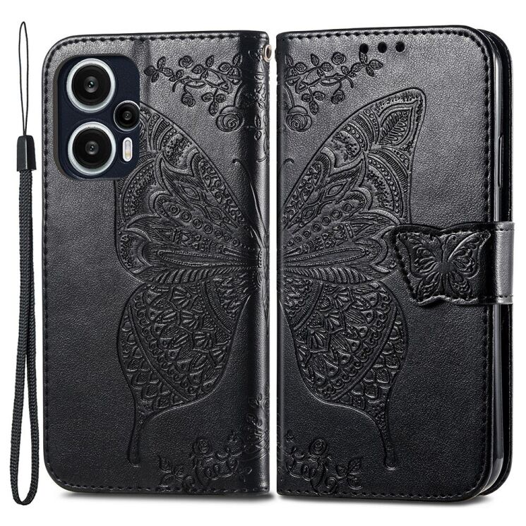 Чехол UniCase Butterfly Pattern для Xiaomi Poco F5 / Redmi Note 12 Turbo - Black: фото 1 из 9