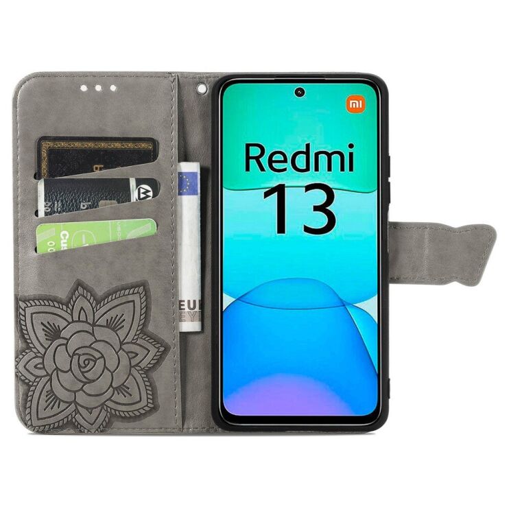 Чехол UniCase Butterfly Pattern для Xiaomi Redmi 13 - Grey: фото 2 из 7