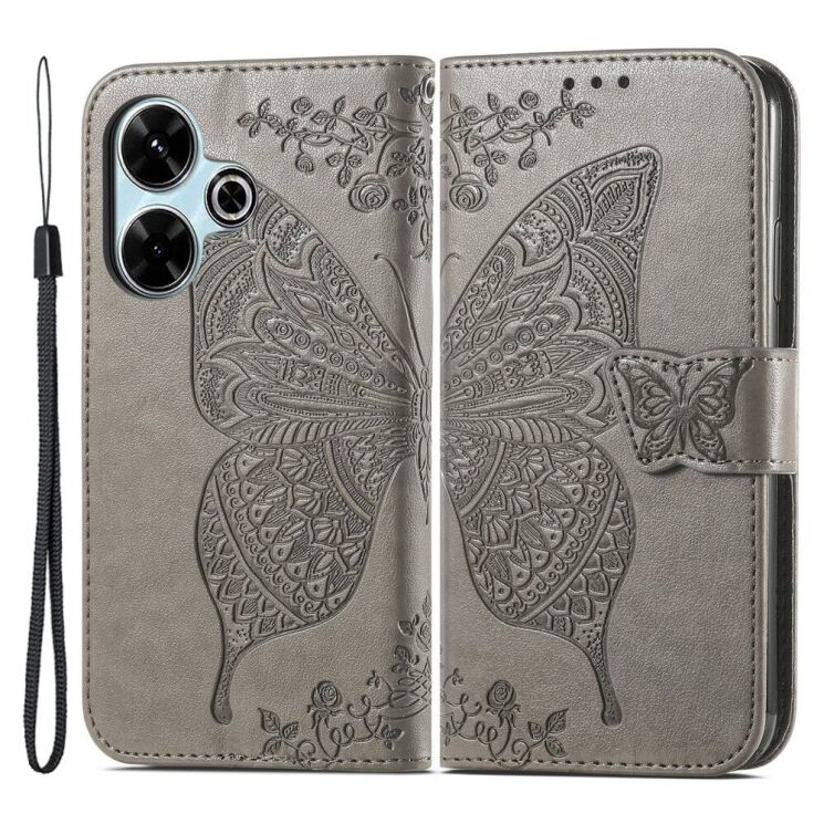 Чехол UniCase Butterfly Pattern для Xiaomi Redmi 13 - Grey: фото 1 из 7