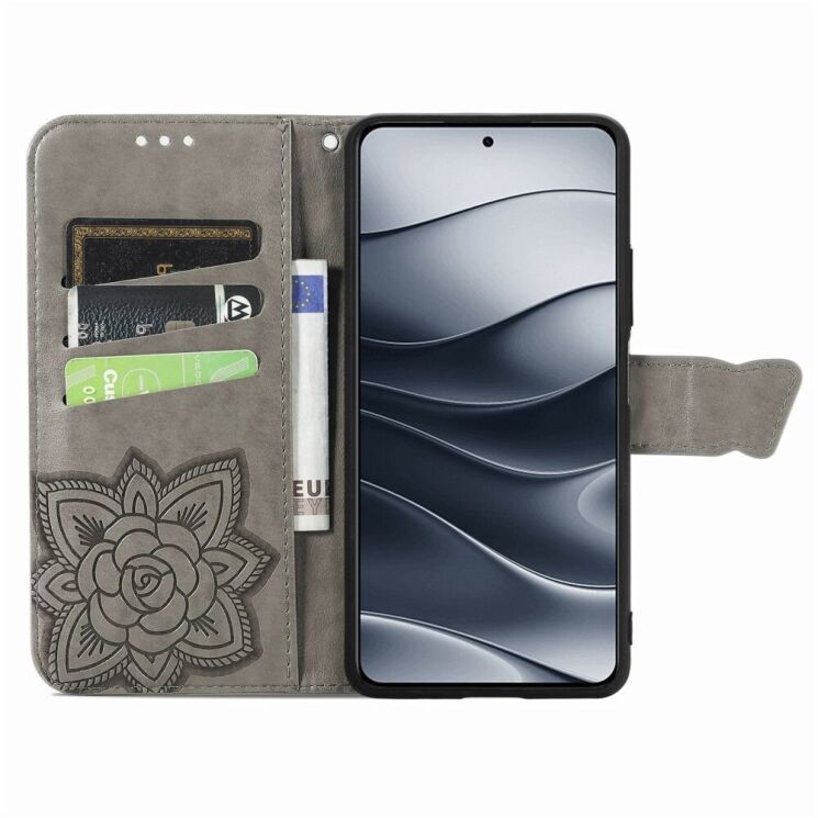 Чехол UniCase Butterfly Pattern для Xiaomi Redmi Note 14 5G - Grey: фото 2 из 9