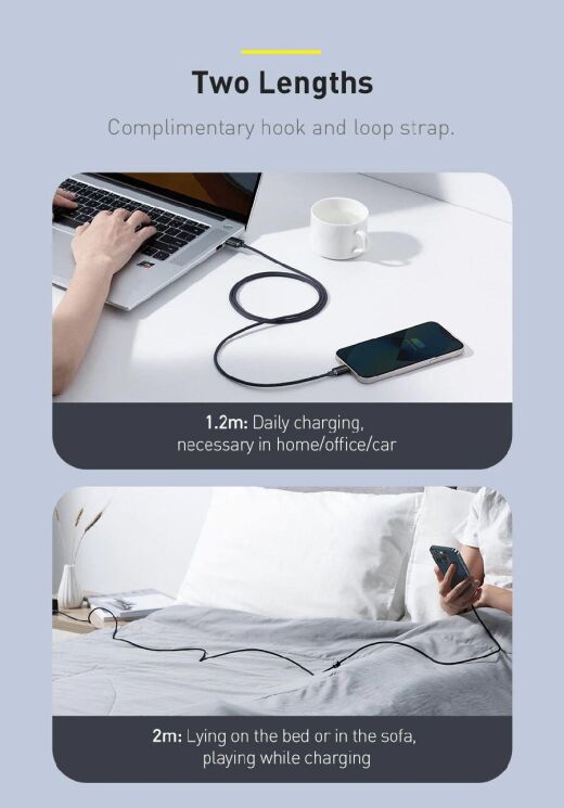 Кабель Baseus Crystal Shine Series USB to Lightning (2.4A, 1.2m) CAJY000001 - Black: фото 22 з 26