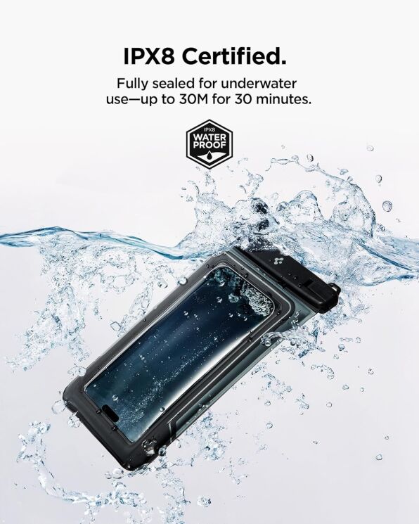 Комплект влагозащитных чехлов Spigen (SGP) A611P Universal Waterproof Case (ACS09348) - Matte Black: фото 8 из 11