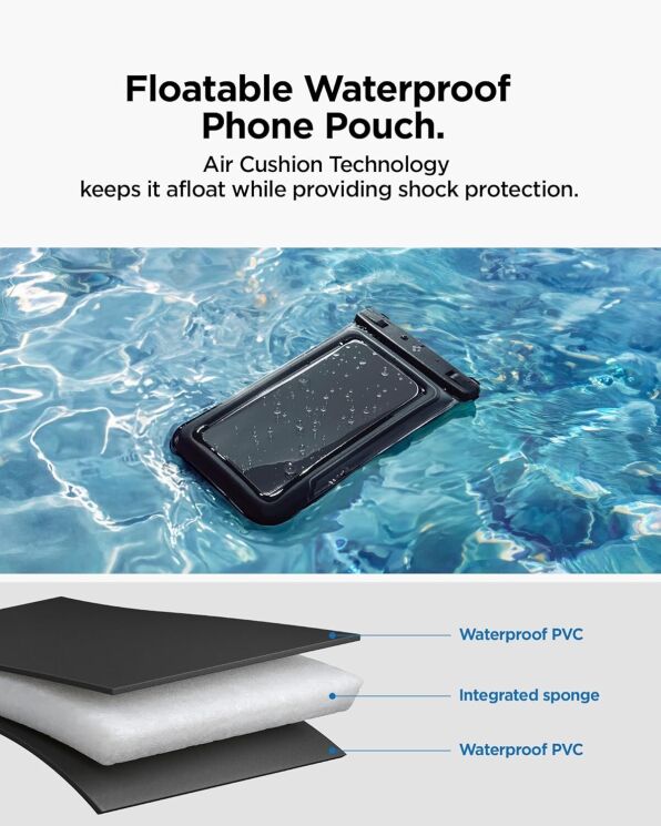 Комплект влагозащитных чехлов Spigen (SGP) A611P Universal Waterproof Case (ACS09348) - Matte Black: фото 7 из 11