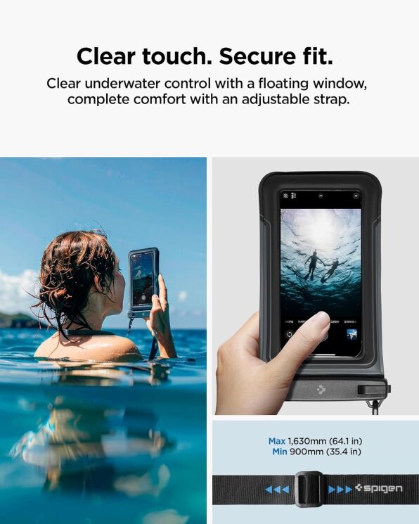 Комплект влагозащитных чехлов Spigen (SGP) A611P Universal Waterproof Case (ACS09348) - Matte Black: фото 9 из 11