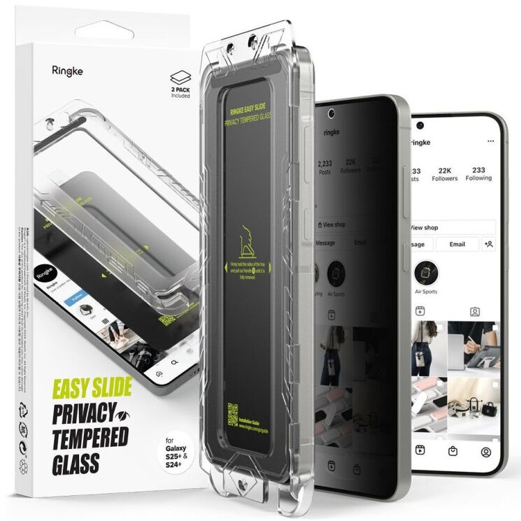 Комплект защитных стекол (2шт) Ringke Easy Slide Privacy для Samsung Galaxy S24 Plus (S926) 8800274968868: фото 1 из 19
