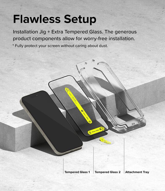 Комплект защитных стекол (2шт) Ringke Easy Slide Tempered Glass для iPhone 15 Pro (8809961785726) - Black: фото 5 из 15