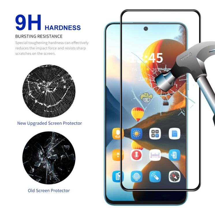 Комплект защитных стекол HAT PRINCE Full Glue для Xiaomi Redmi Note 13 Pro 4G / Poco M6 Pro - Black: фото 3 из 7