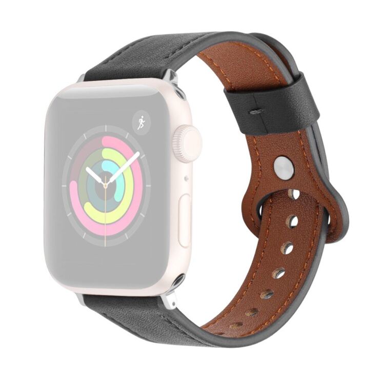 Кожаный ремешок Deexe Original Style для Apple Watch 46 / 45 / 44 / SE 44 / 42 (Series 1-3) / Ultra / Ultra 2 - Black: фото 1 из 6