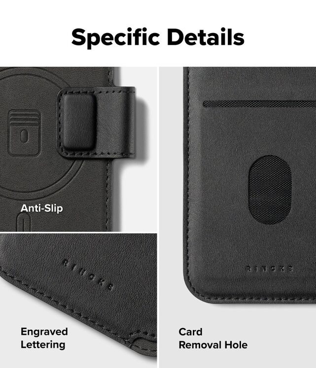 Накладной чехол-кошелек Ringke Folio Grip Wallet Magnetic для iPhone 17 Pro (8800328811416) - Black: фото 12 из 15