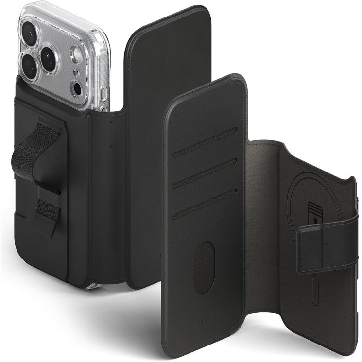 Накладной чехол-кошелек Ringke Folio Grip Wallet Magnetic для iPhone 17 Pro (8800328811416) - Black: фото 1 из 15