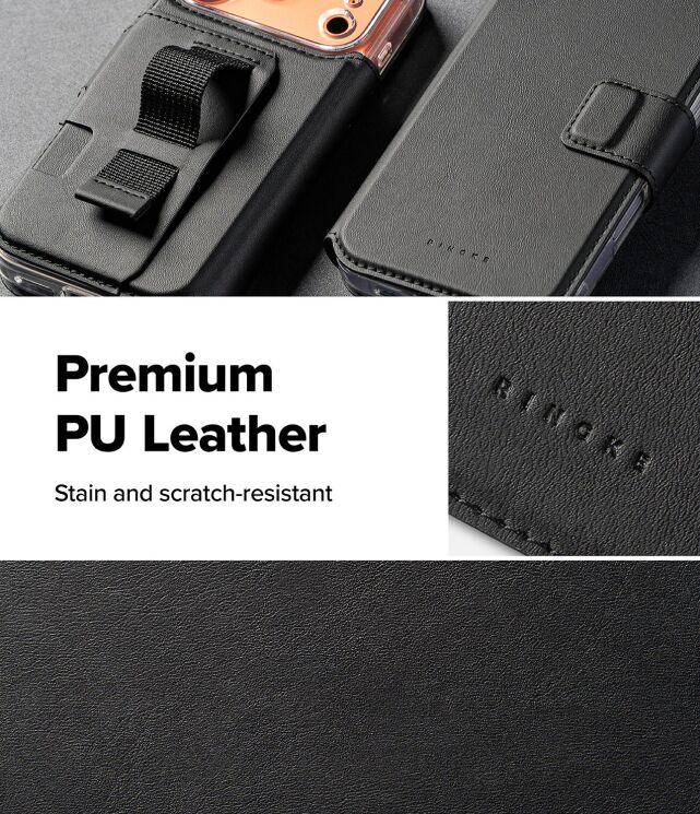 Накладной чехол-кошелек Ringke Folio Grip Wallet Magnetic для iPhone 17 Pro (8800328811416) - Black: фото 11 из 15