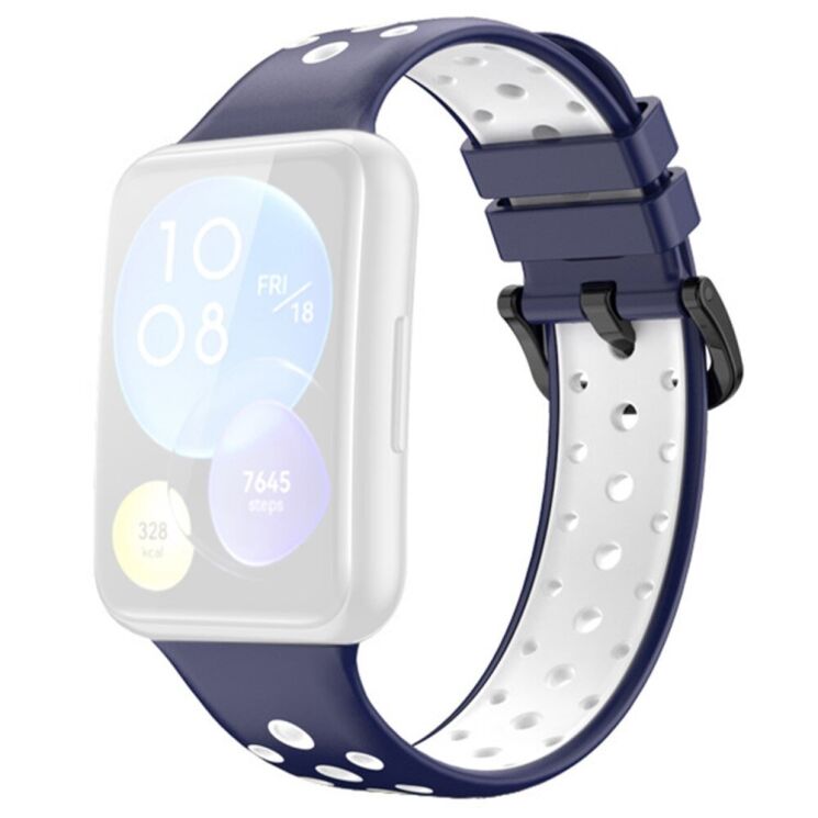 Ремешок Deexe Dot Color для Huawei Watch Fit 2 - Blue / White: фото 1 из 6