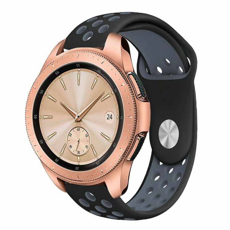Ремешок Deexe Dot Color для Samsung Galaxy Watch 42mm / Watch 3 41mm - Black / Dark Grey: фото 1 из 3
