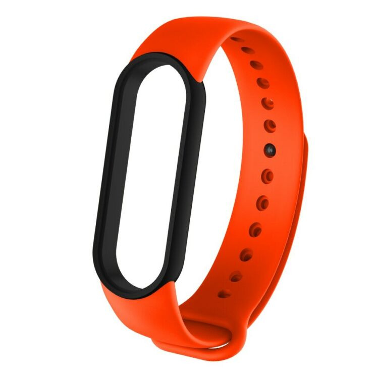 Ремешок Deexe Dual Color для Xiaomi Mi Band 5 / Mi Band 6 - Black / Orange: фото 1 из 1