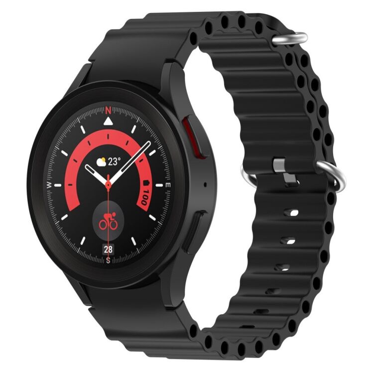 Ремешок Deexe Ocean Strap для Samsung Galaxy Watch 4 / 5 / 6 / 7 / FE (40mm) - Black: фото 5 из 7
