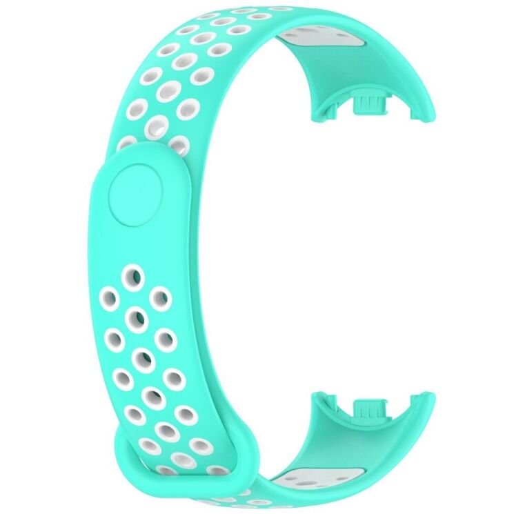 Ремешок Deexe Dual Color для Xiaomi Mi Smart Band 8 / 9 - Cyan / White: фото 4 из 7