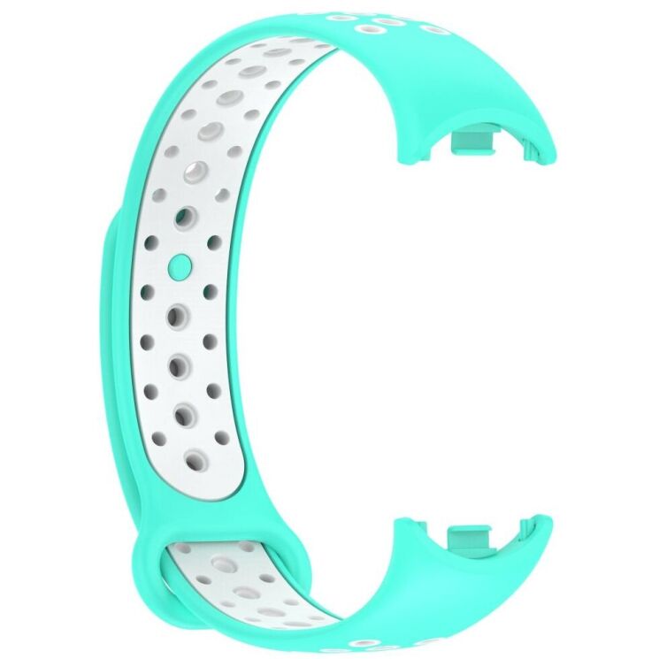 Ремешок Deexe Dual Color для Xiaomi Mi Smart Band 8 / 9 - Cyan / White: фото 3 из 7