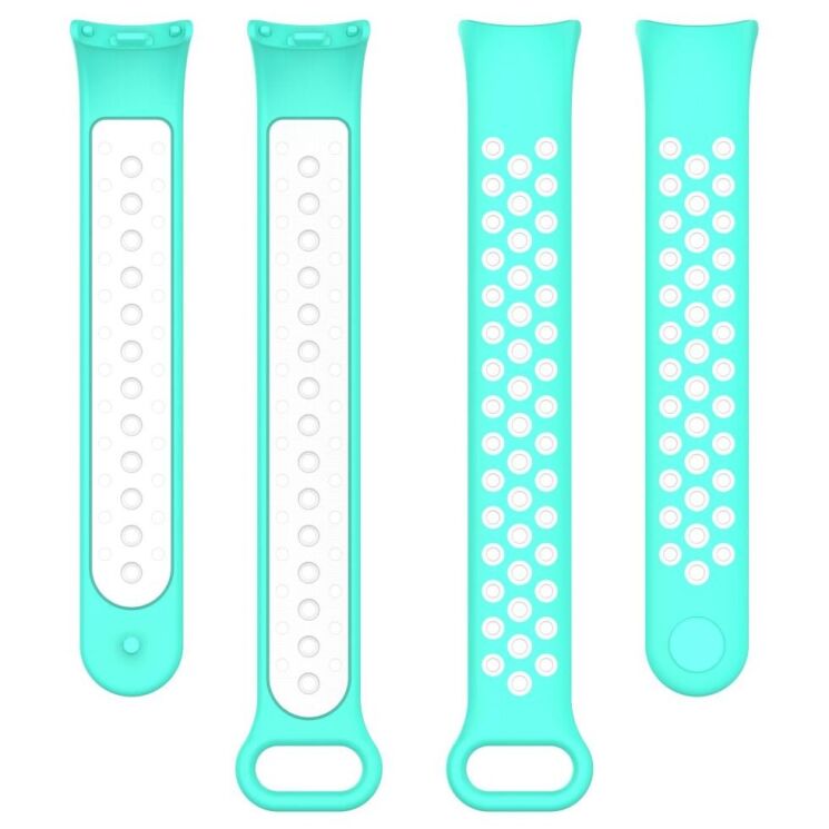 Ремешок Deexe Dual Color для Xiaomi Mi Smart Band 8 / 9 - Cyan / White: фото 5 из 7