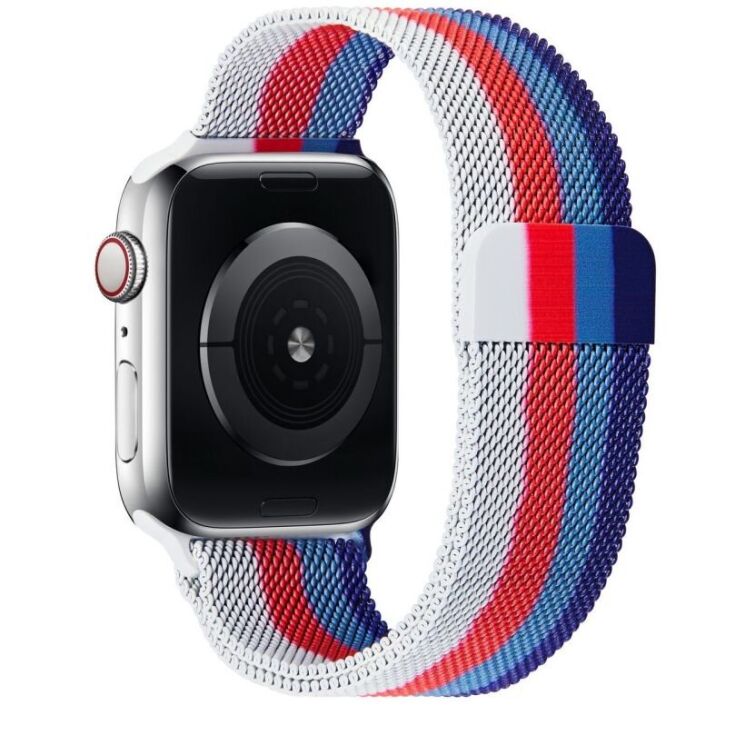 Ремінець Deexe Rainbow Loop для Apple Watch 46 / 45 / 44 / SE 44 / 42 (Series 1-3) / Ultra / Ultra 2 - Blue / Blue / Red / White: фото 1 з 4
