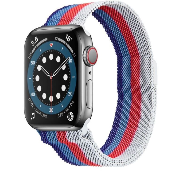 Ремінець Deexe Rainbow Loop для Apple Watch 46 / 45 / 44 / SE 44 / 42 (Series 1-3) / Ultra / Ultra 2 - Blue / Blue / Red / White: фото 2 з 4