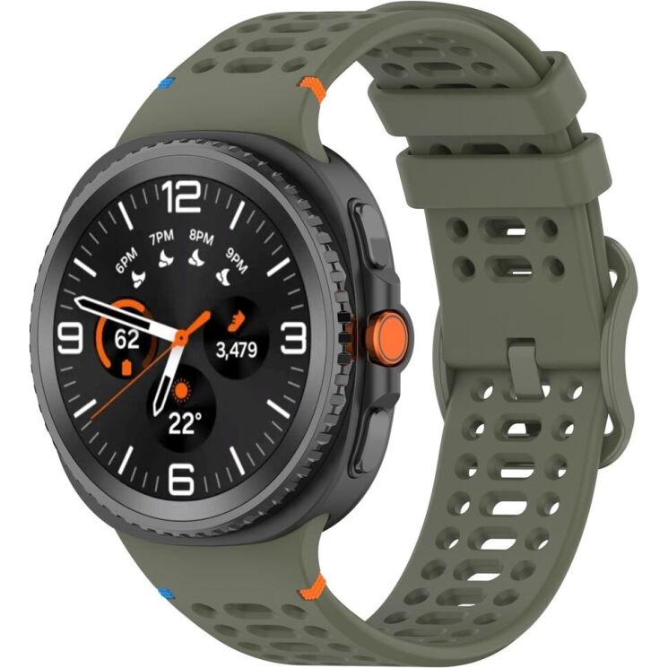 Ремінець Reframe Holes Design для Samsung Galaxy Watch 8 (40/44mm) / 8 Classic - Army Green: фото 2 з 7